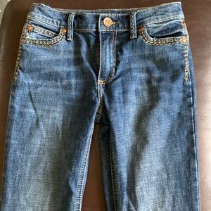 Girls wrangler premium patch jeans size 14 slim boot cut